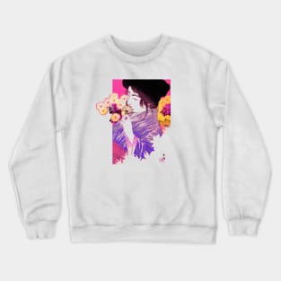 Woman with chrysanthemums. Japanese Crewneck Sweatshirt